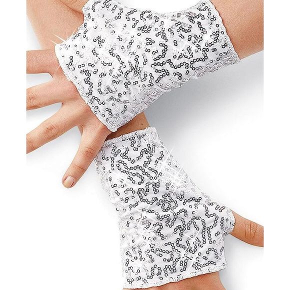 Balera Dancewear Costume Half Gloves Performance Fingerless Sequins Spandex‎ Red - Picture 1 of 2